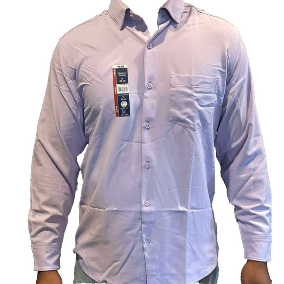George Mens Performance Dress Shirt Medium Modern Fit Long Sleeve Purple Cloud - Picture 1 of 4